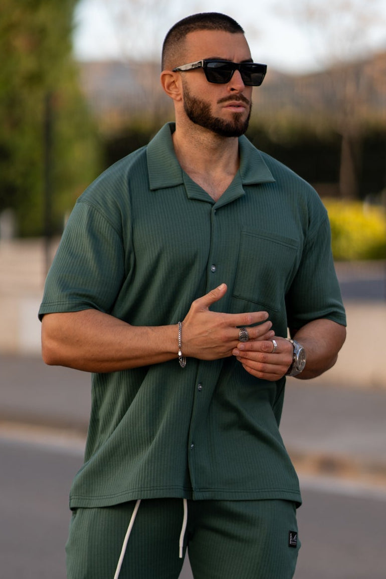 Oversize Cuban Ribbed Polo - Seagreen