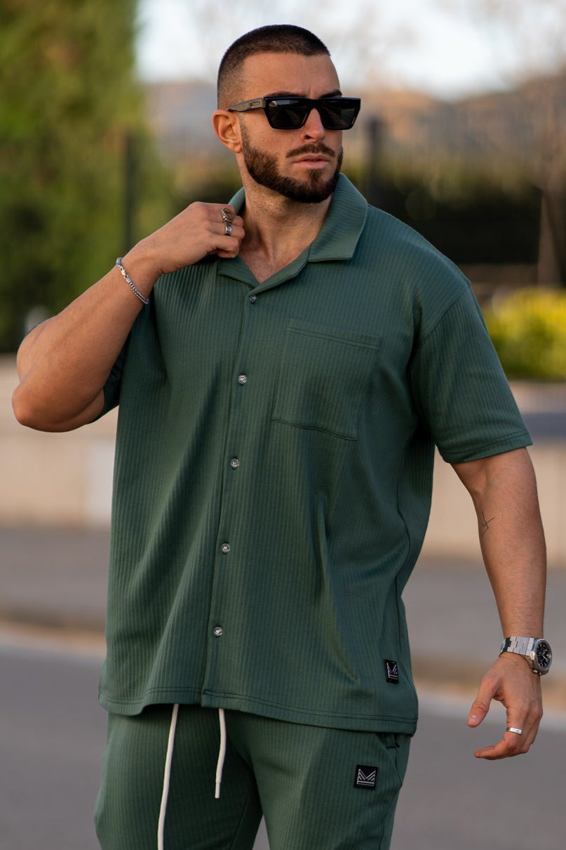 Oversize Cuban Ribbed Polo - Seagreen