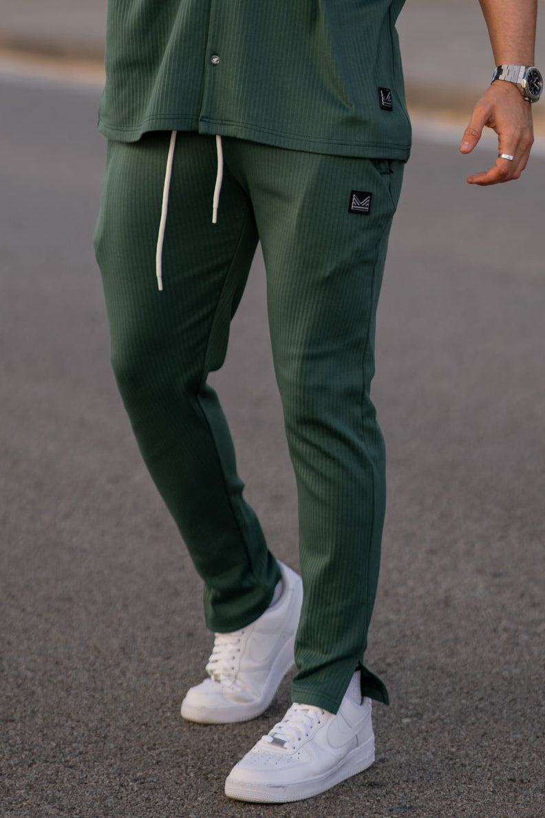 Oversize Cuban Ribbed Cotton Terry Trouser - Seagreen