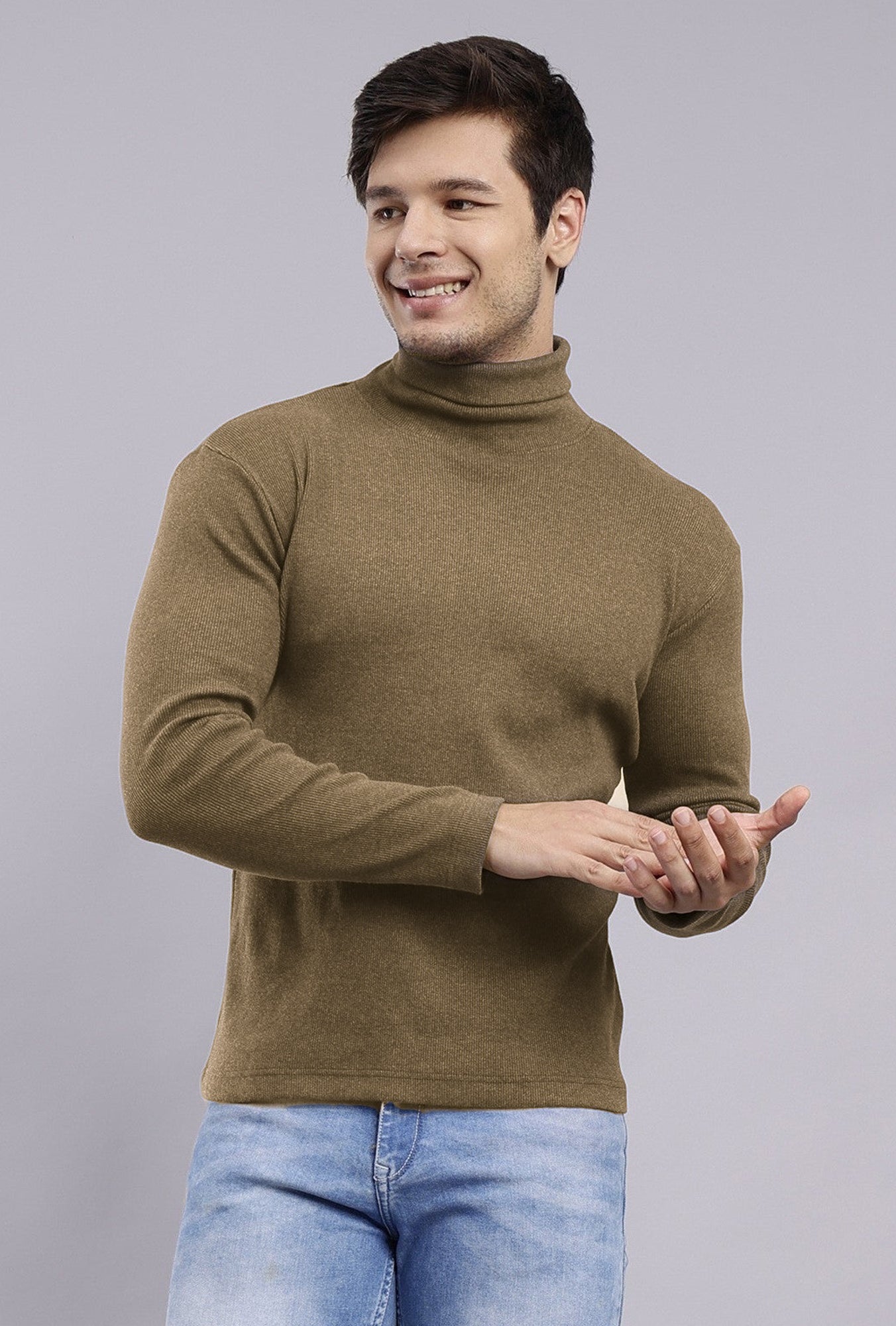 Sw82 SLIM FIT RIB KNIT TURTLENECK SWEATER Skin