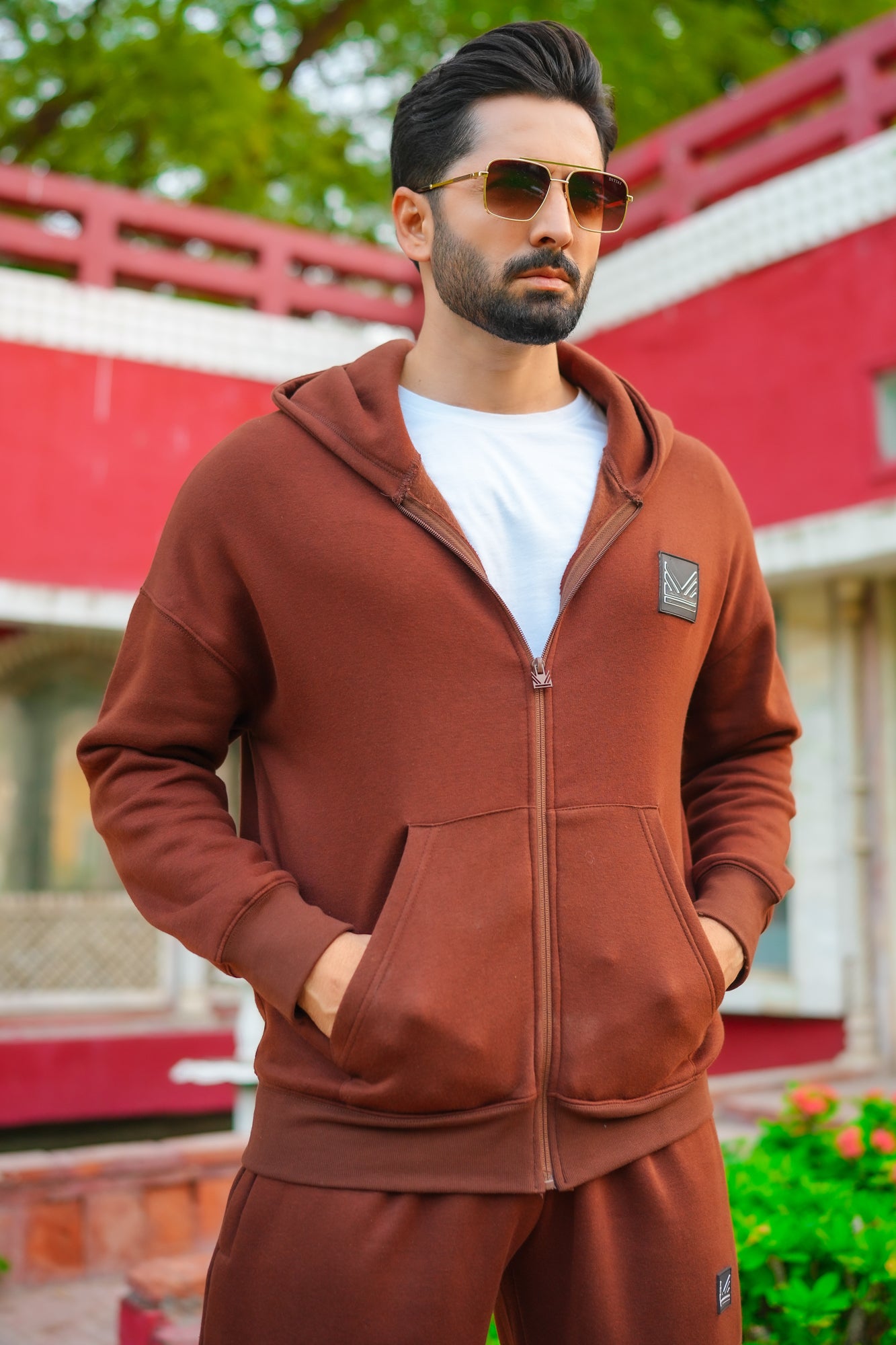 Chocolate 3D logo Dropshoulder Cotton Hoodie
