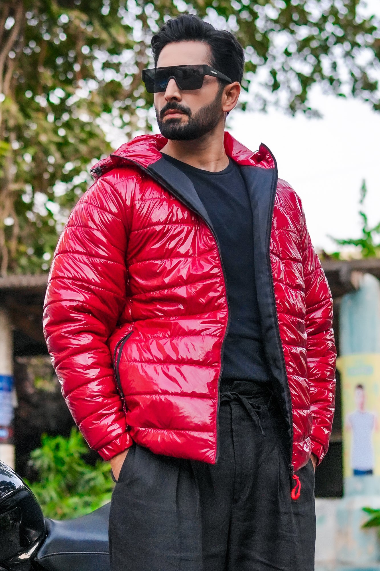 Shine Puffer Jacket Red