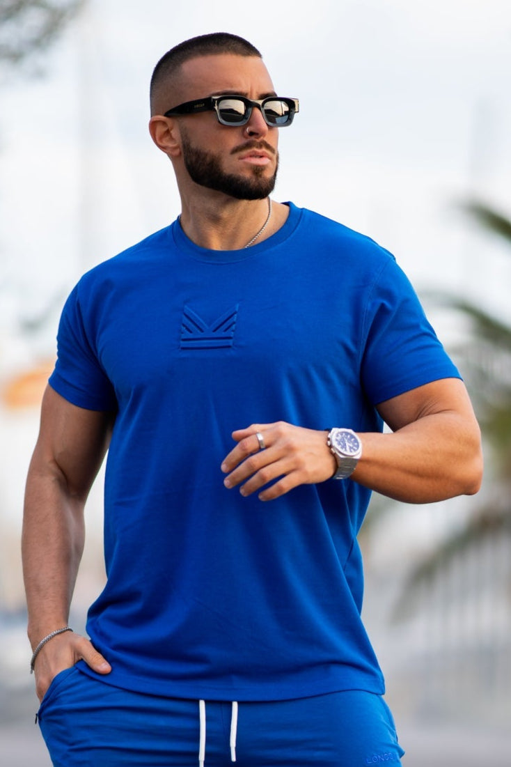 Monte Carlo Embossed Cotton Tee - Colbat Blue