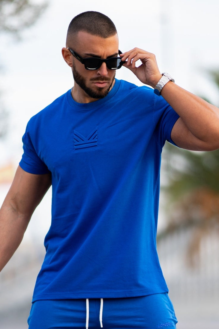 Monte Carlo Embossed Cotton Tee - Colbat Blue