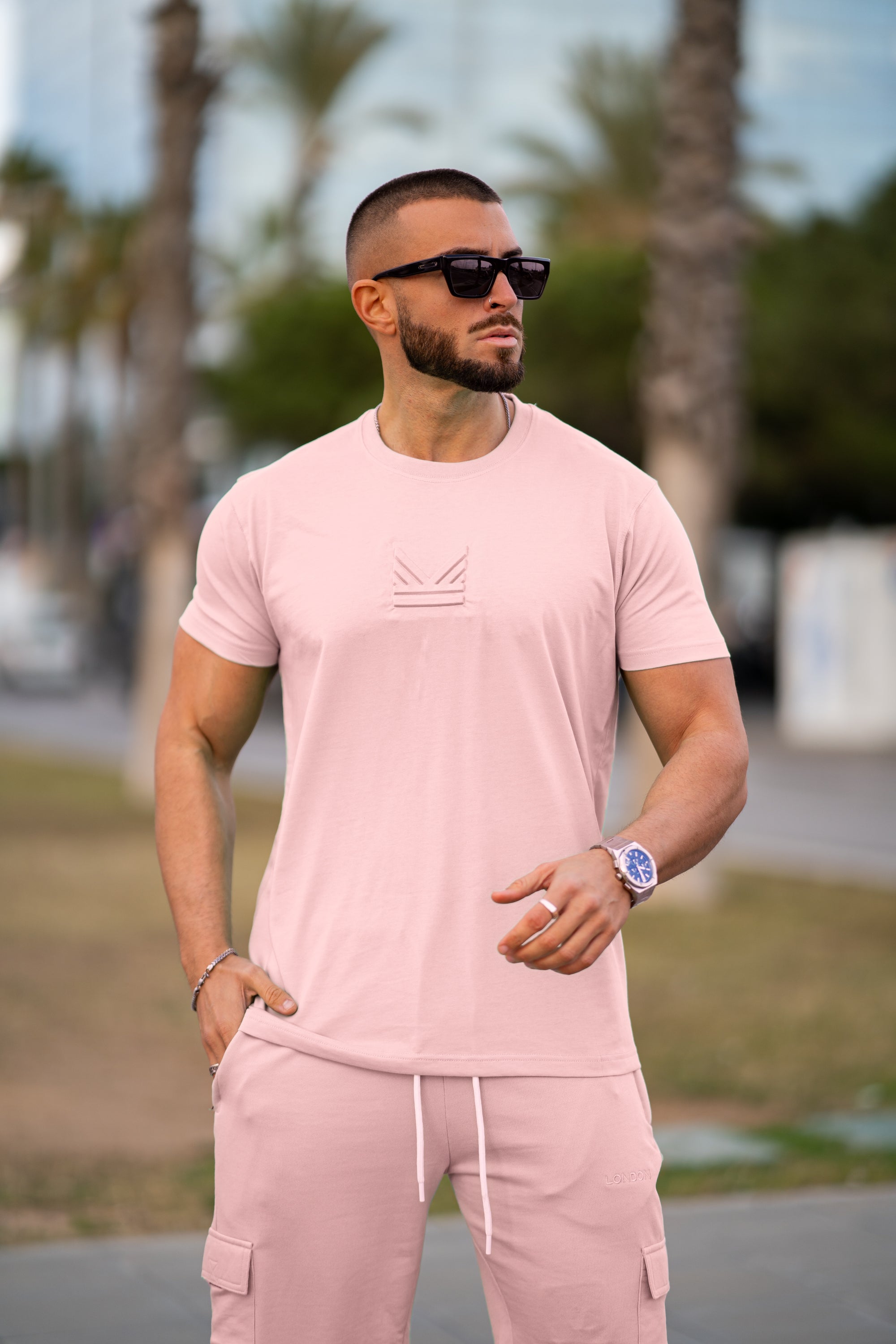 Monte Carlo Embossed Cotton Twinset - Tea Pink