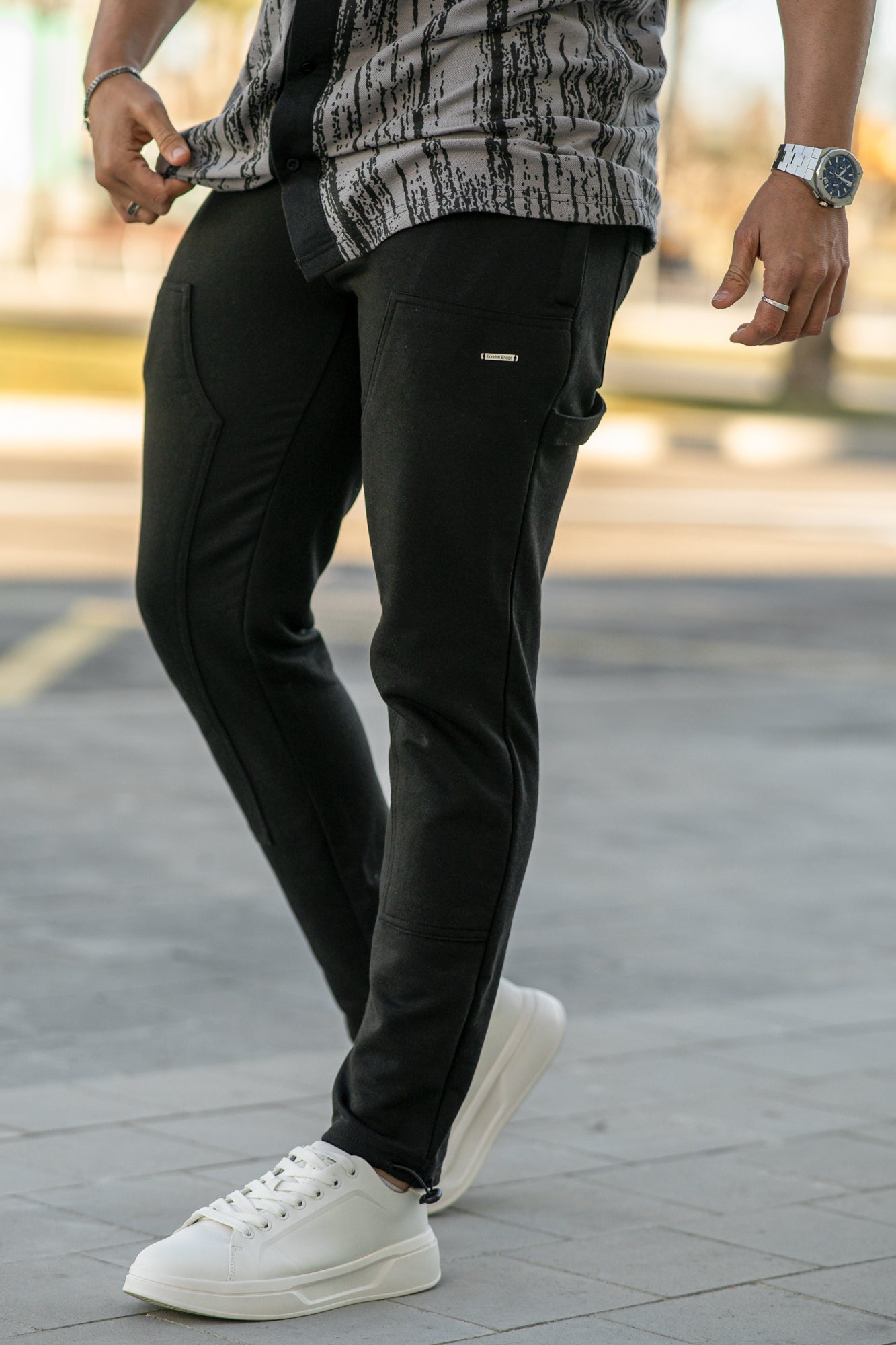 Monaco City Cotton Terry Trouser - Black