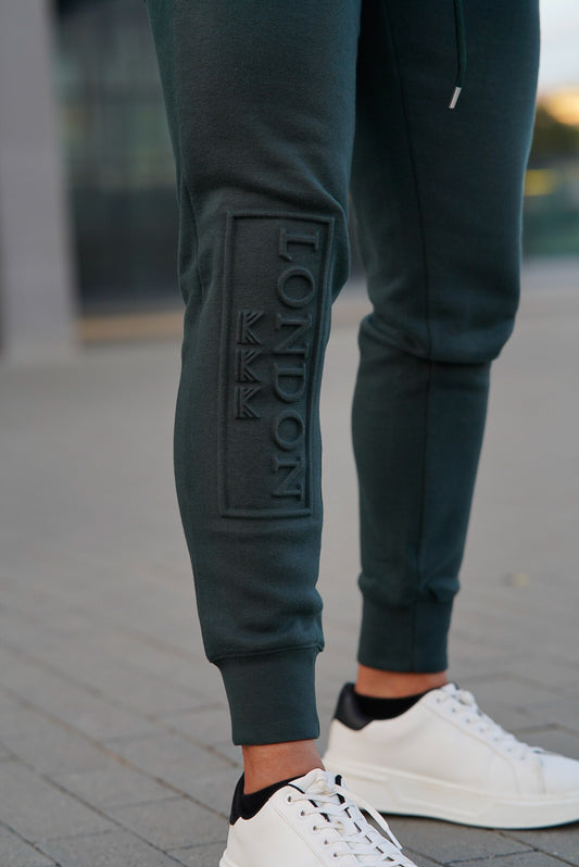 Embossed Cotton Trouser - Teal Green