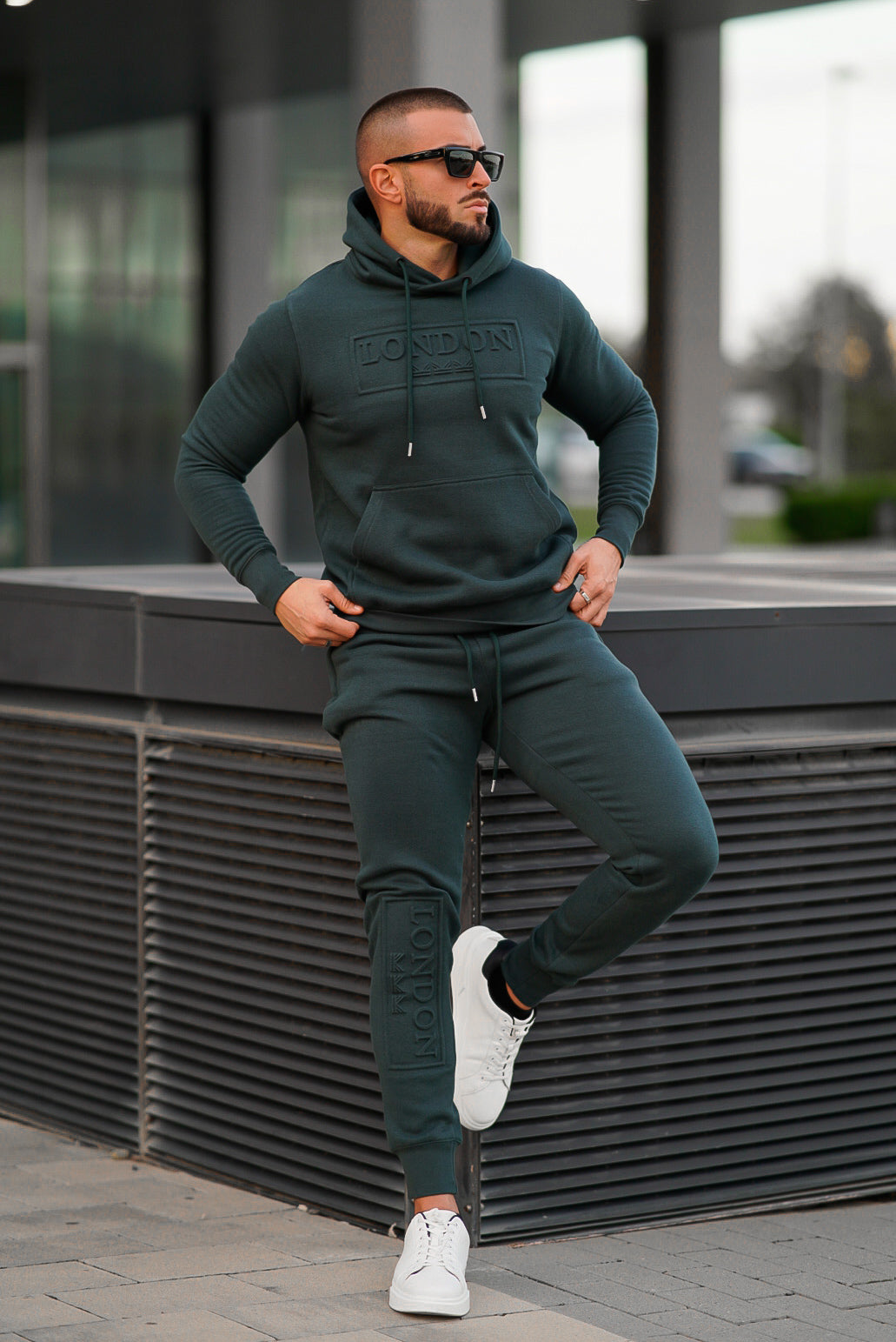 11 Embossed Cotton Hoodie - Teal