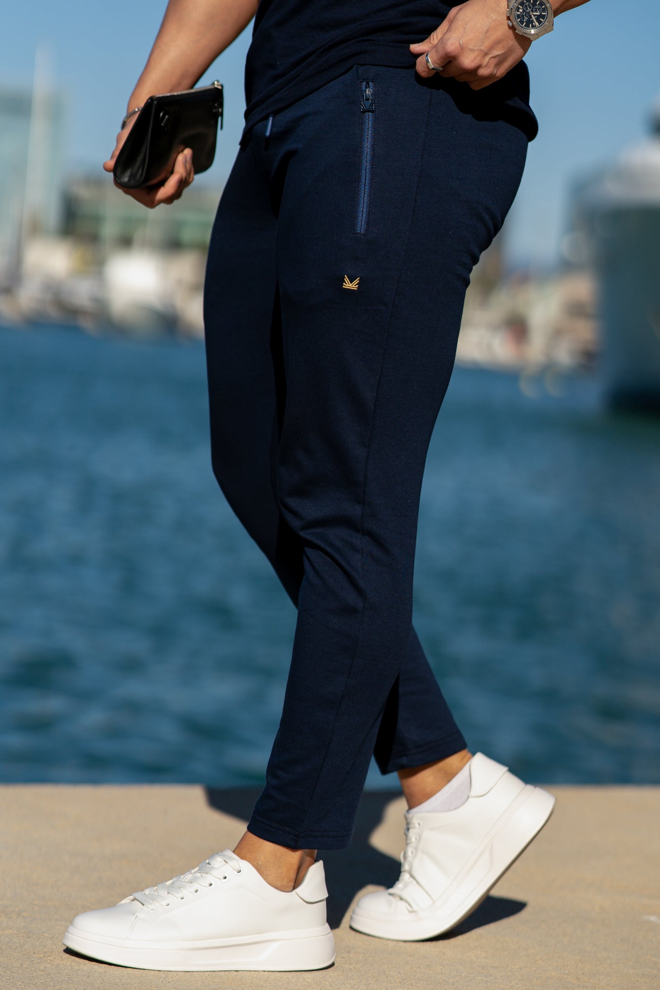 Premium Zip Trouser - Navy