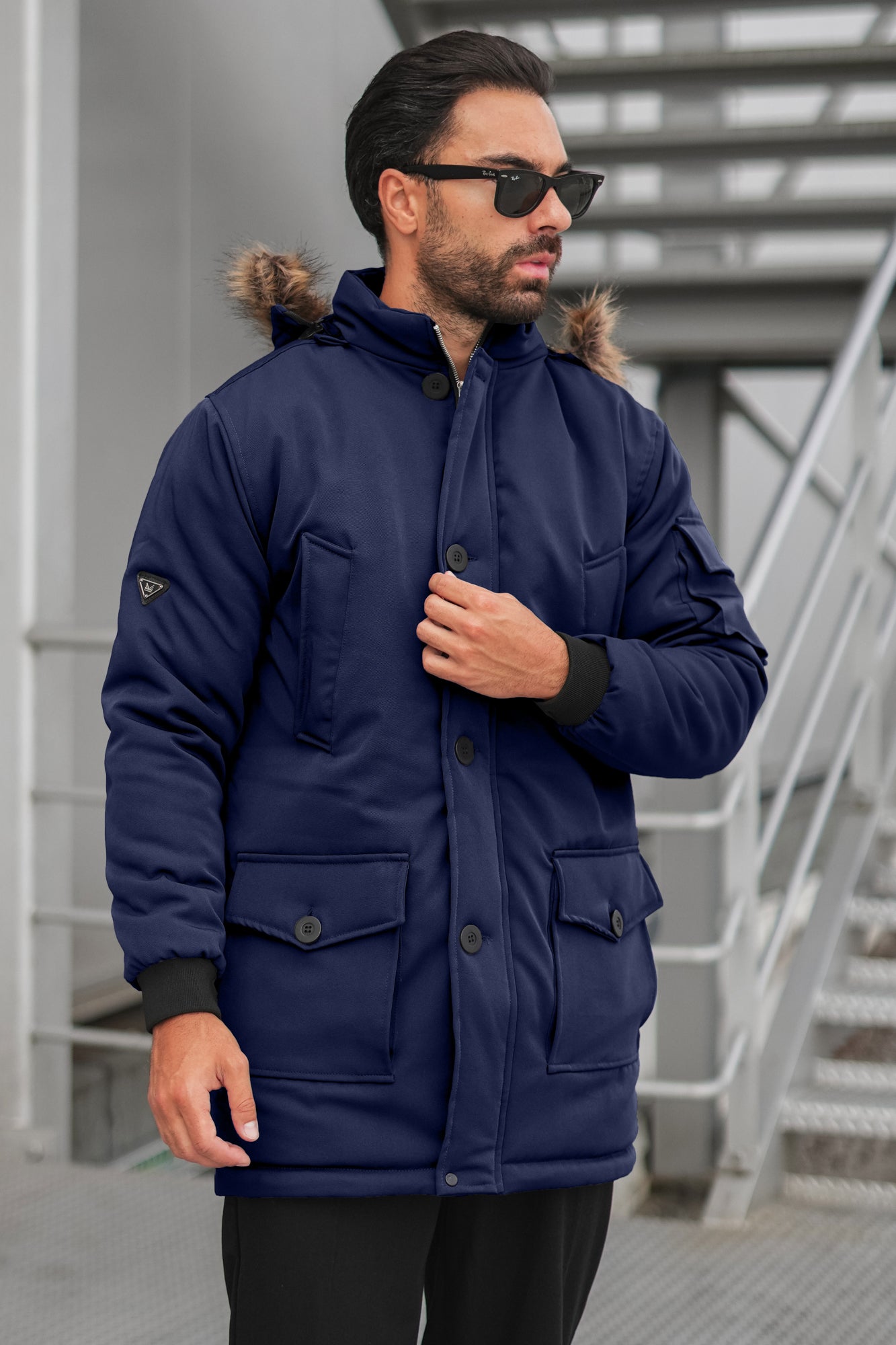 Imported Parka Long Coat Navy (removable hood) – London Bridge