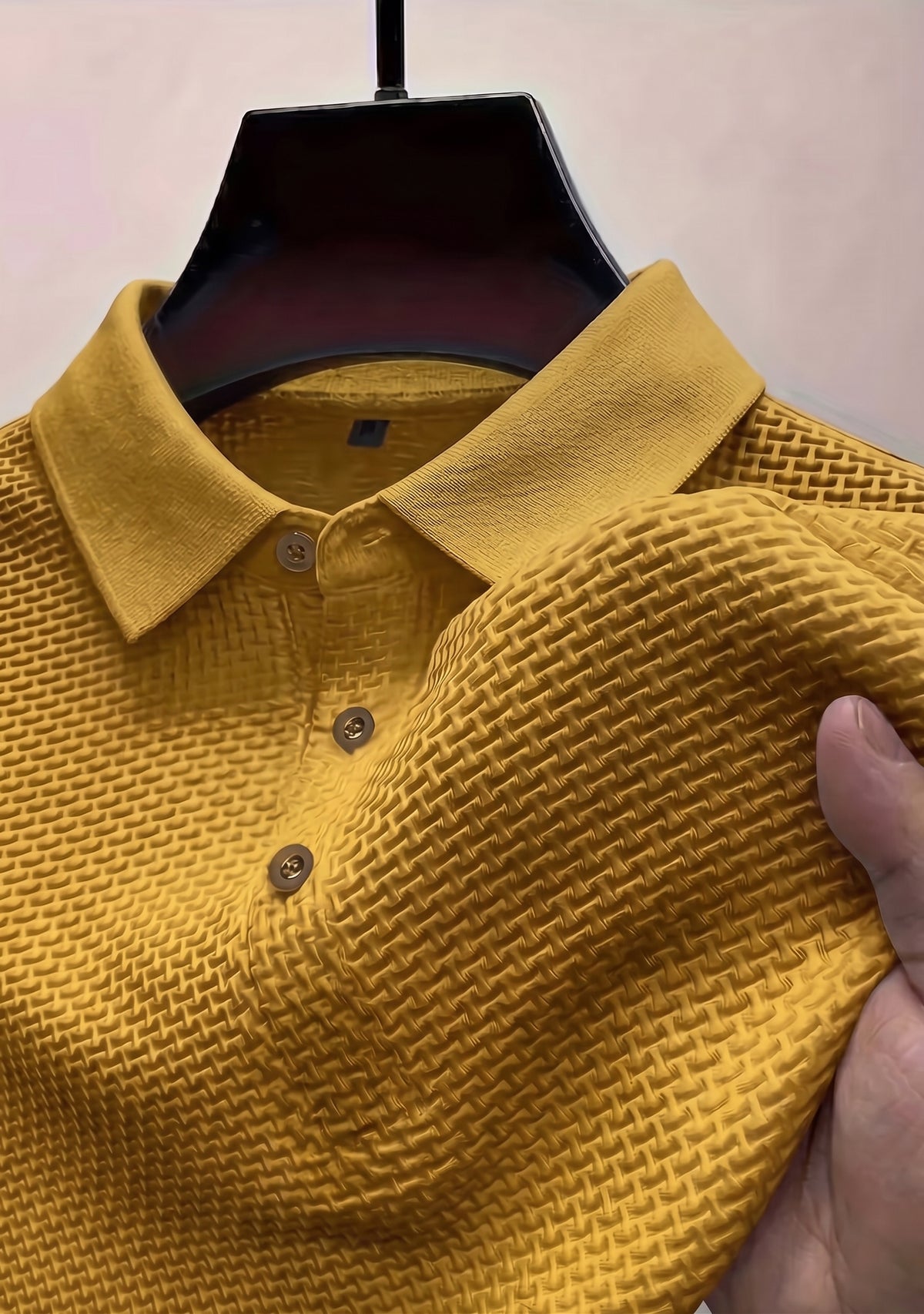 Popcorn Bubble Texture Polo - Rust Gold