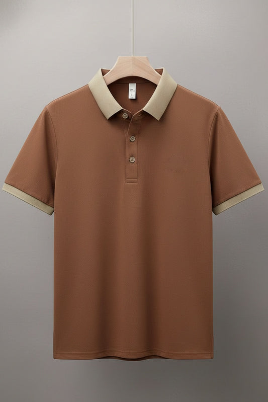 Contrast Polo - Peach Brown