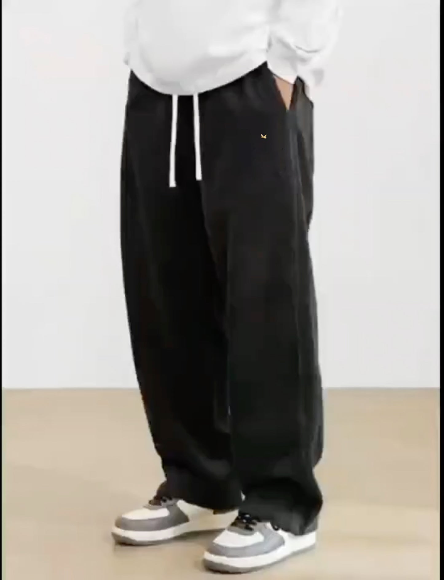 Baggy Summer Cotton Terry Sweatpants - Black