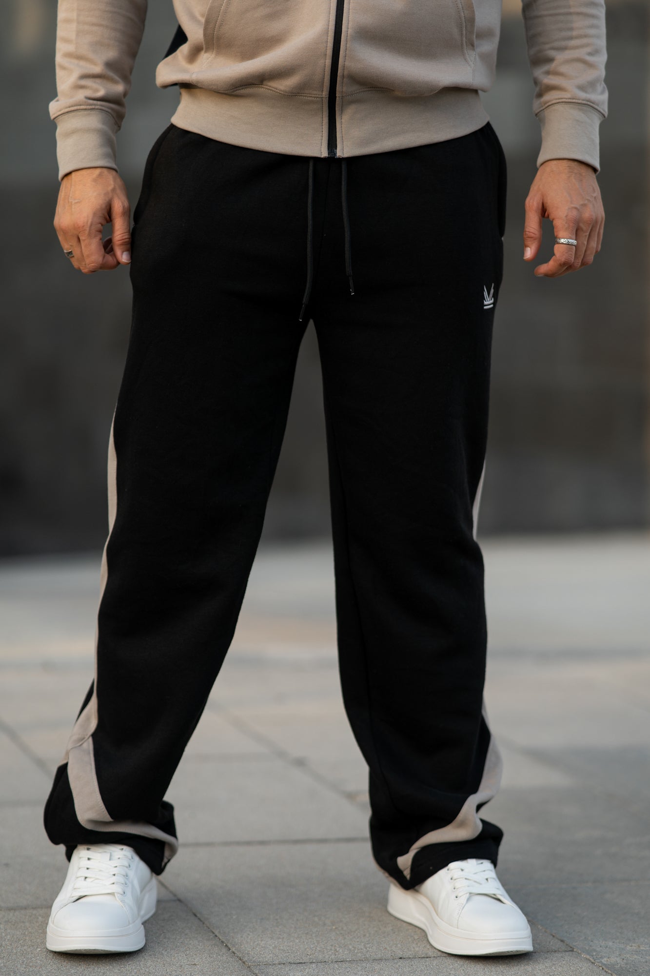 Script Oversize Cotton Trouser - Black