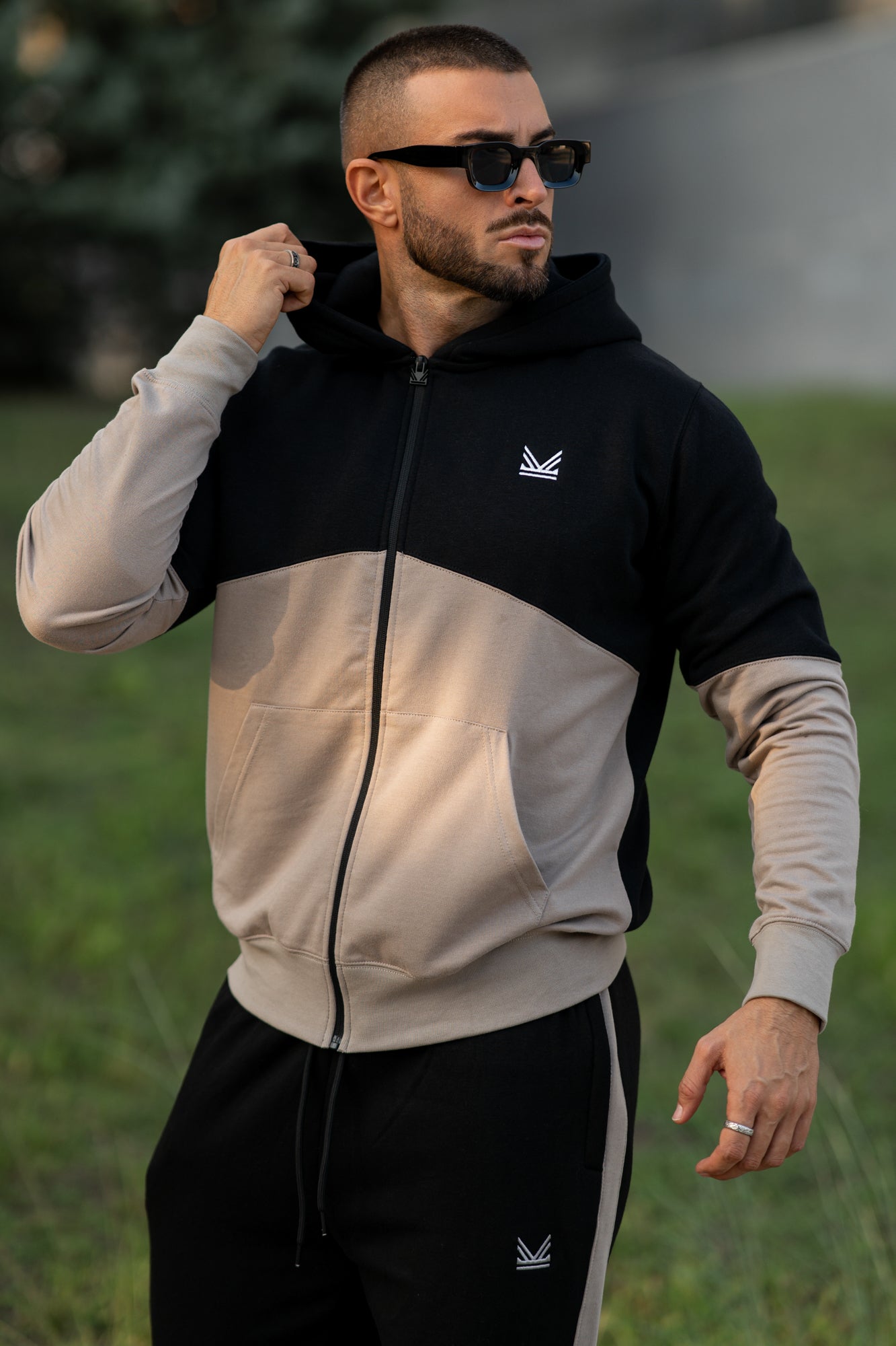 Script Oversize Cotton Hoodie - Icegrey