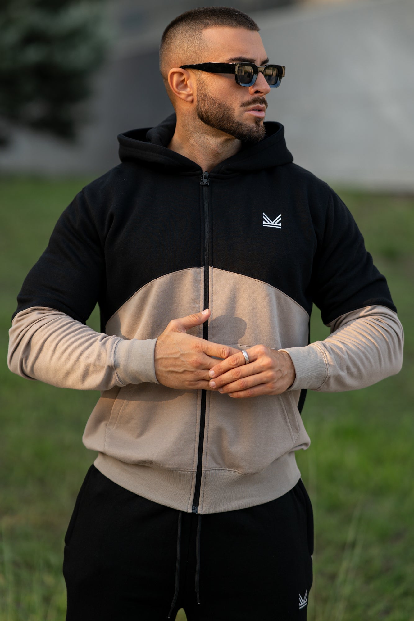 Script Oversize Cotton Hoodie - Icegrey