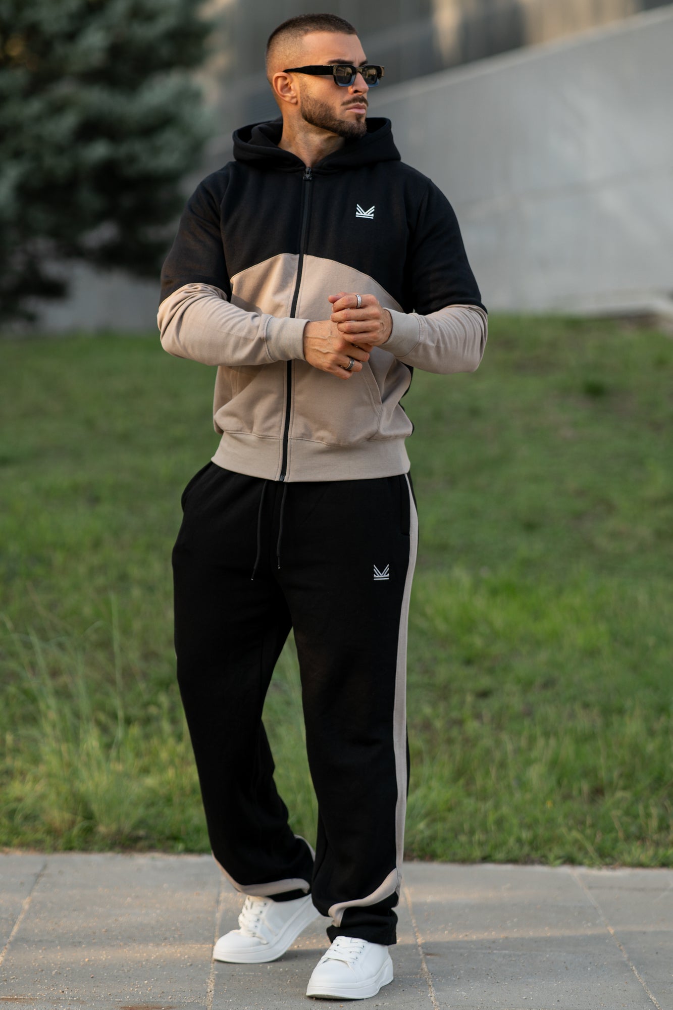 Script Oversize Cotton Hoodie - Icegrey
