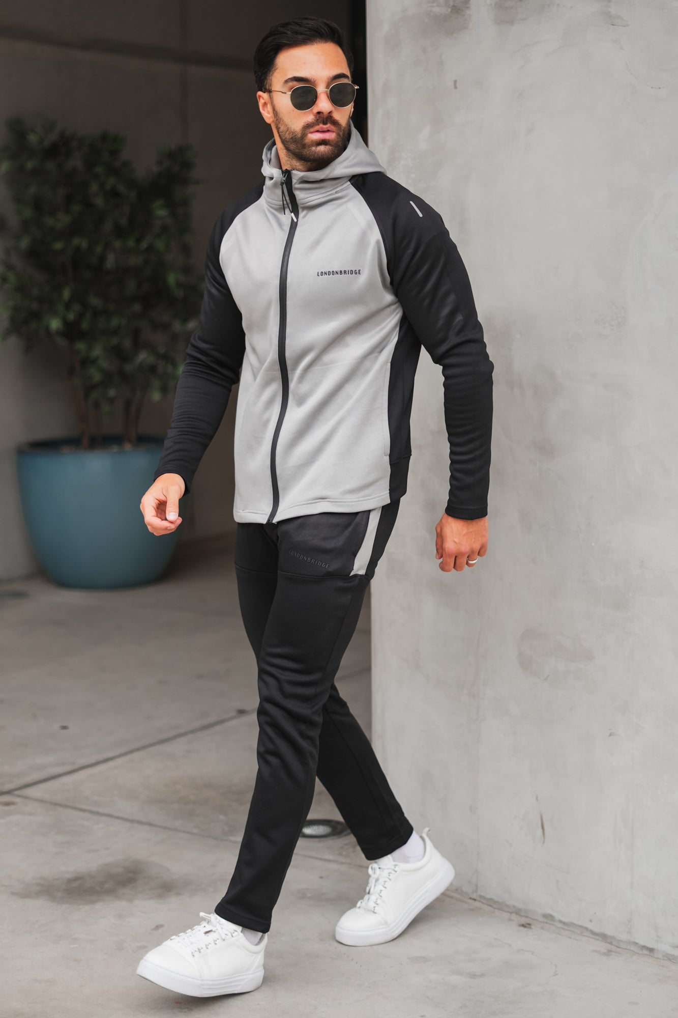 Alpha Raglan Cotton Hoodie - Silver