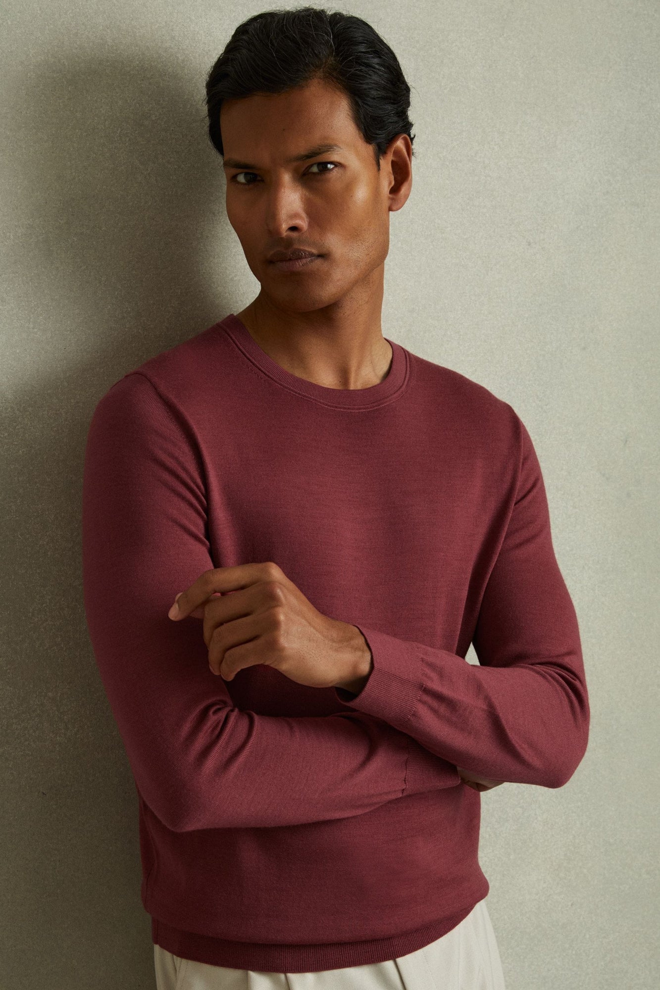 SW06 Crew Neck Ribbed SWEATER Wine