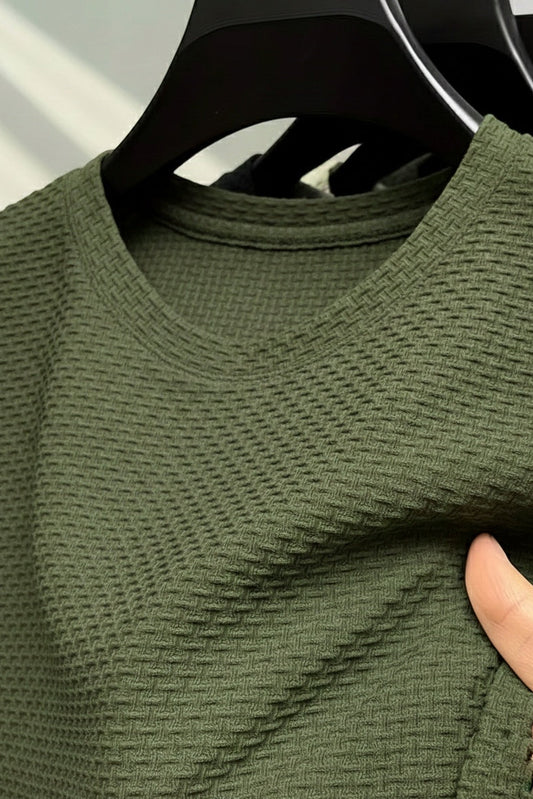 Jaquard Textured Spandexdry T-shirt - Olive