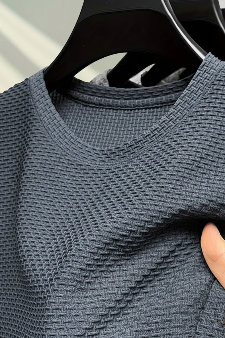 Cabo Bubble Textured Spandex Tee- Charcoal