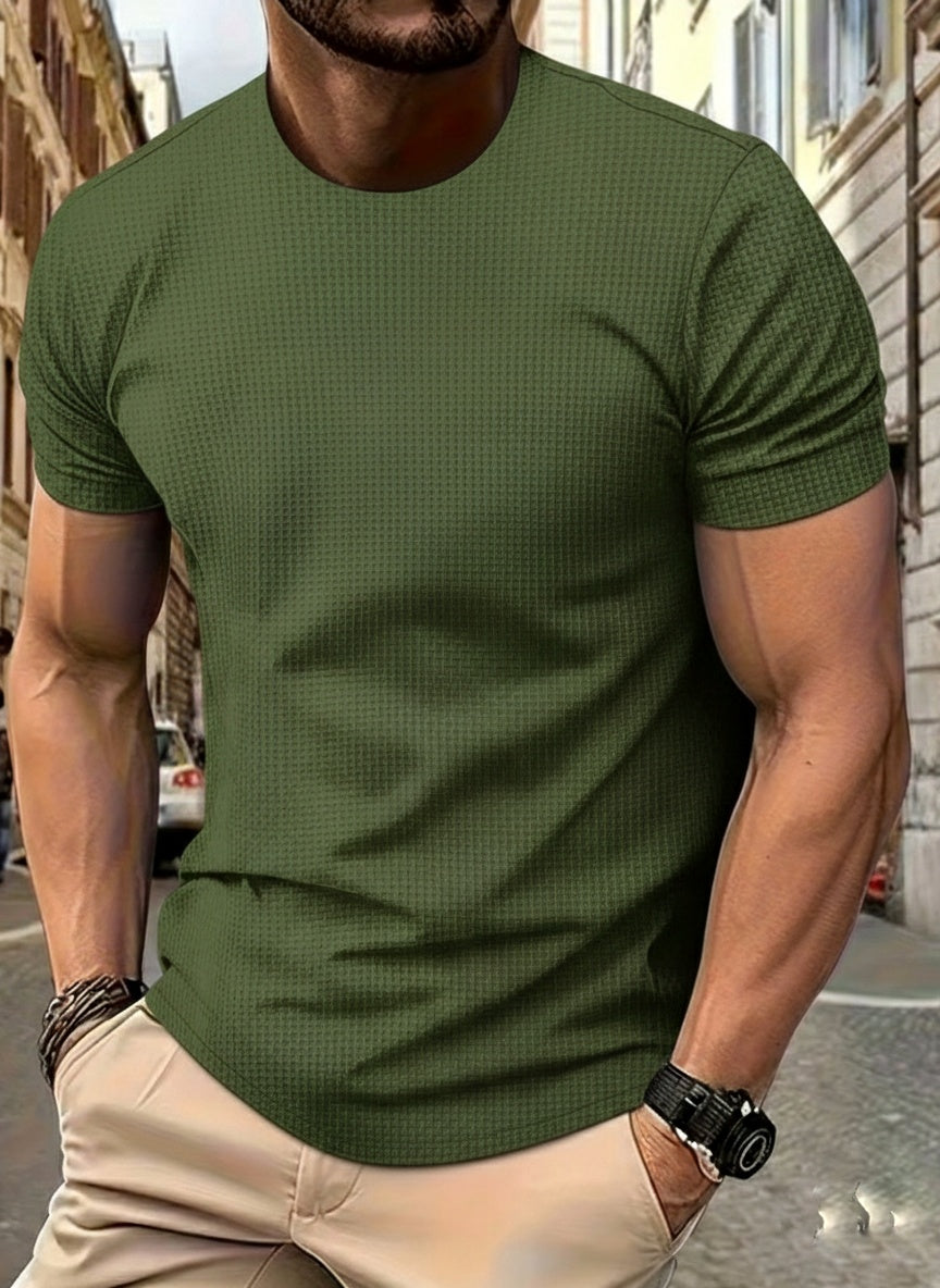 Cabo Bubble Textured Spandex Tee - Olive