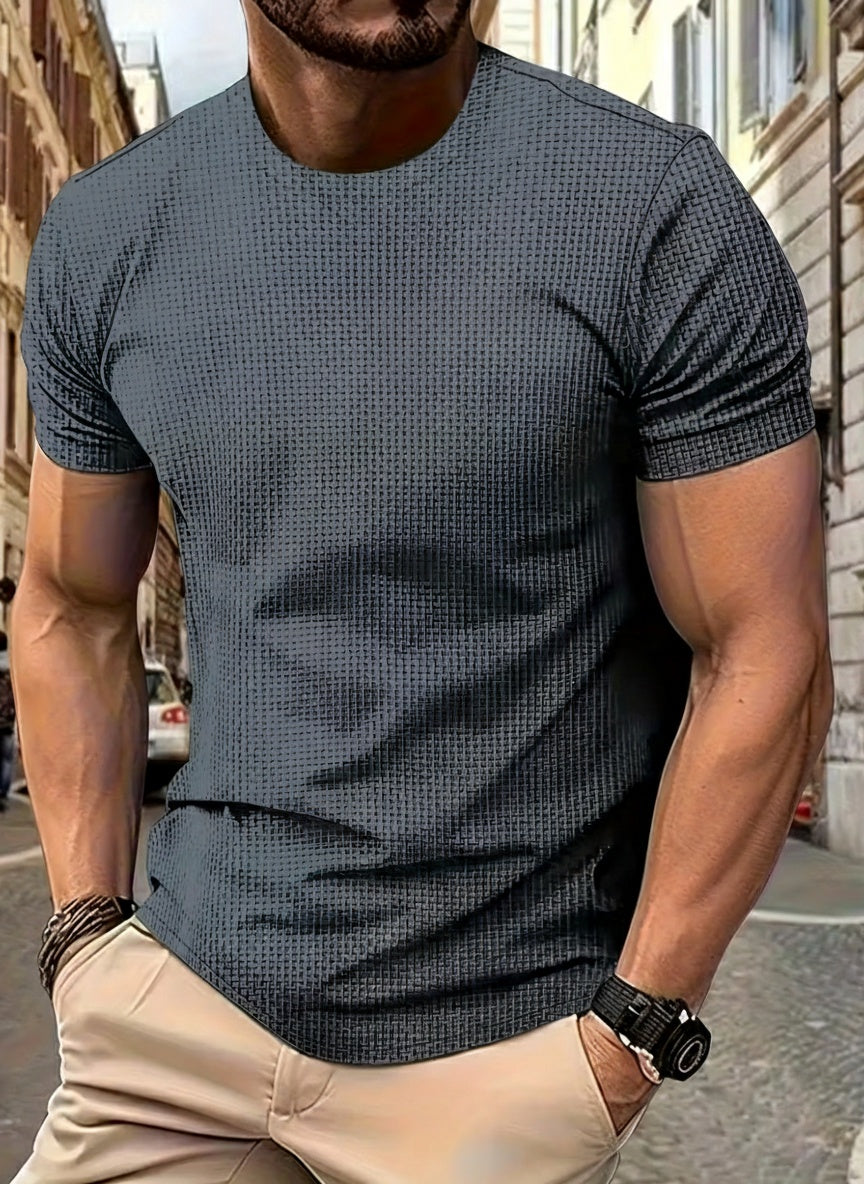 Cabo Bubble Textured Spandex Tee- Charcoal