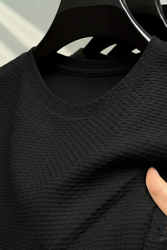 Jaquard Textured Spandexdry T-shirt - Black