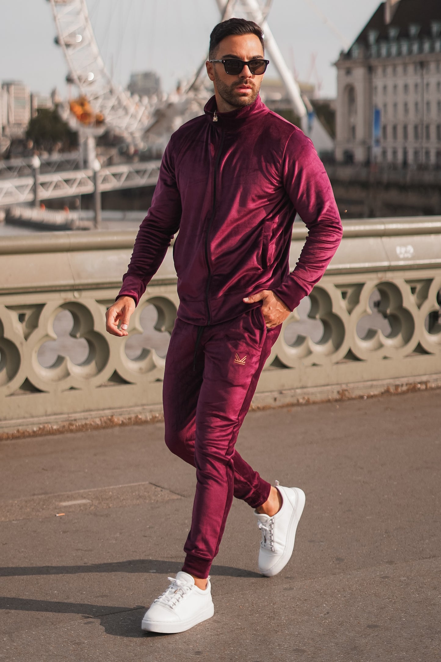 Premium Velour Quickdry Tracksuit - Wine