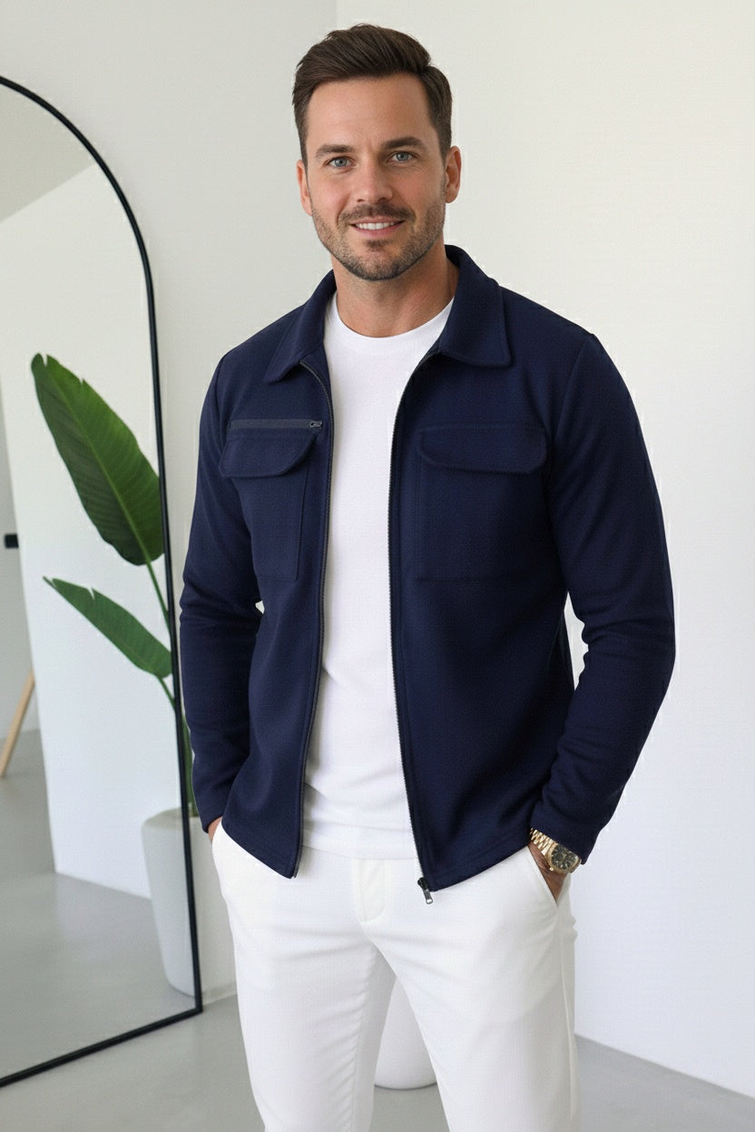 Venom Cargo Overshirt Cotton Jacket - navy