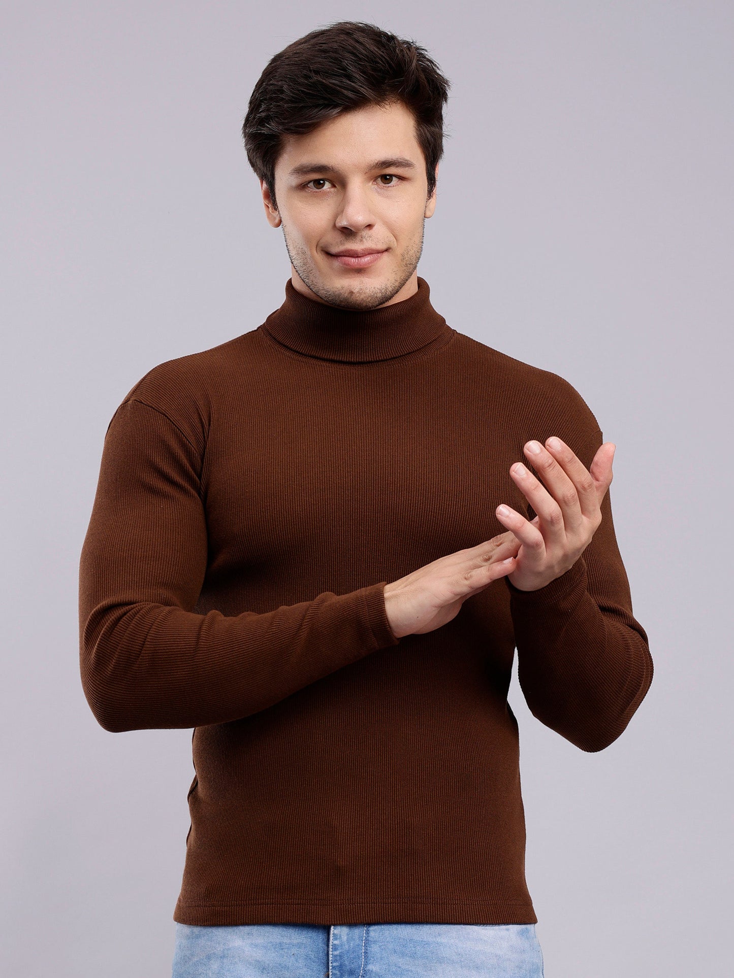 Sw04 SLIM FIT RIB-KNIT TURTLENECK SWEATER - Wine