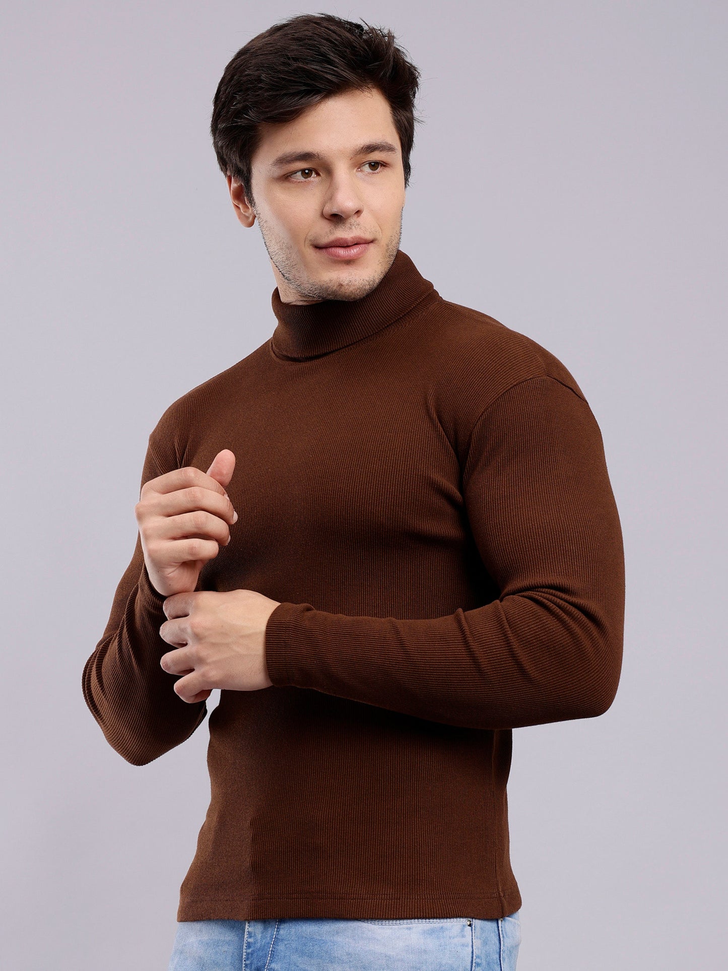 Sw04 SLIM FIT RIB-KNIT TURTLENECK SWEATER - Wine