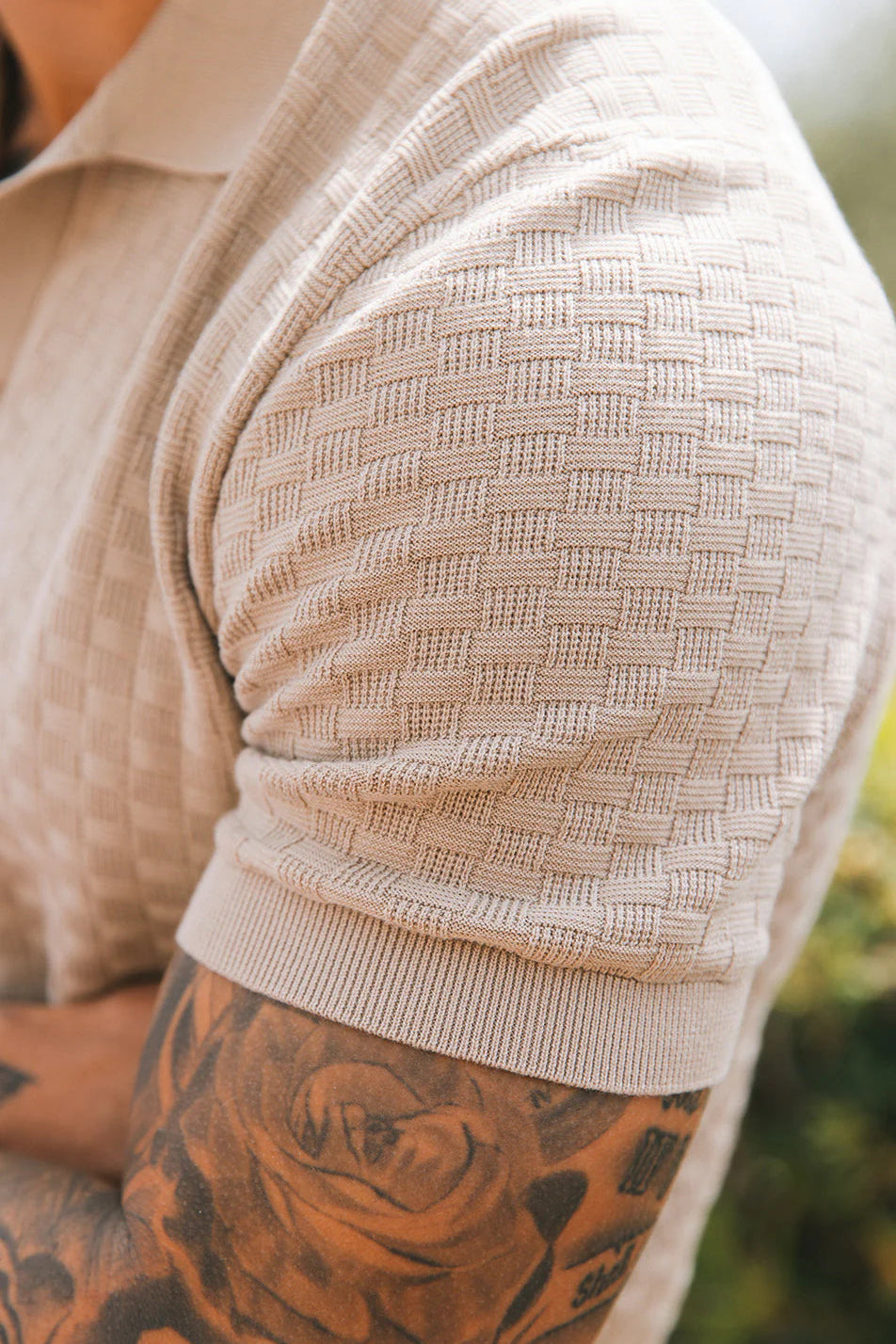 LUX Box Textured Polo- Ice-Grey