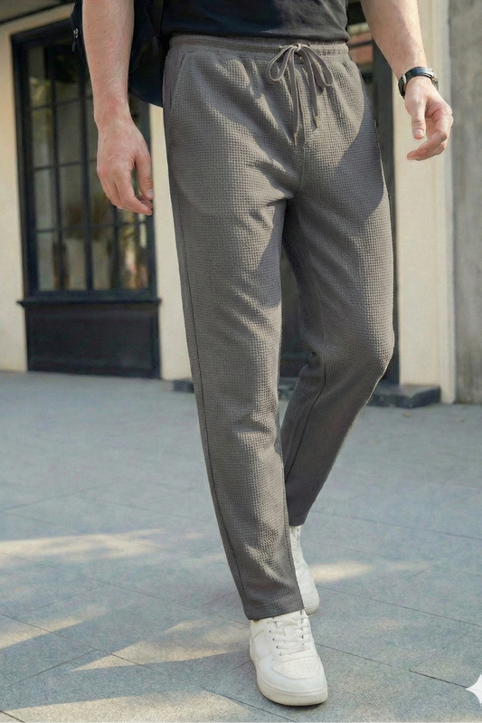 Waffle Knit Trouser - Charcoal