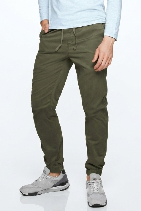 Chino Woven Joggers Trouser-Olive