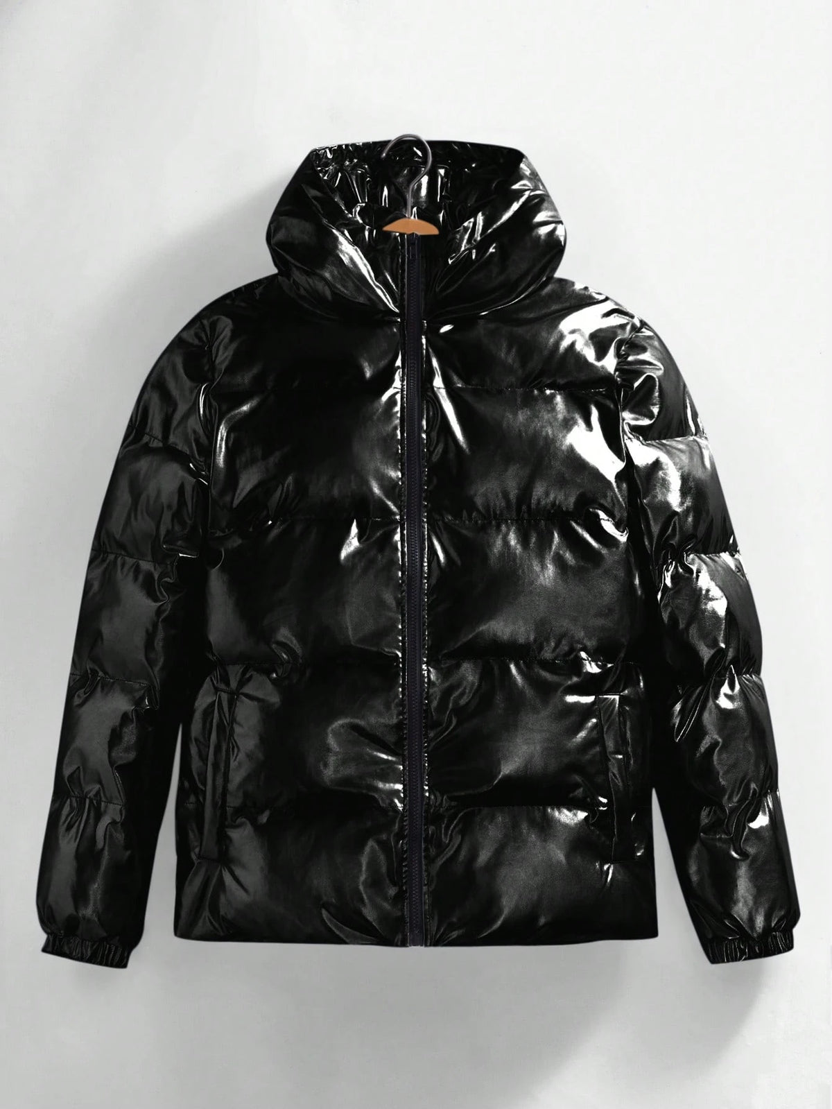 JS-25 Black shine bubble full padded jacket