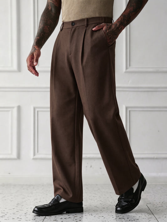 Korean Pants WideLeg SpandexDry - Chocolate