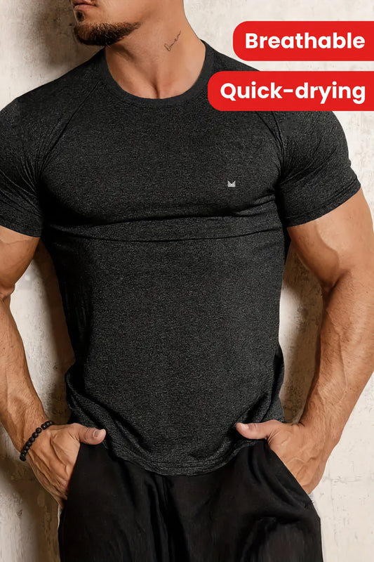 SpandexDry Textured Raglan Tee - Black