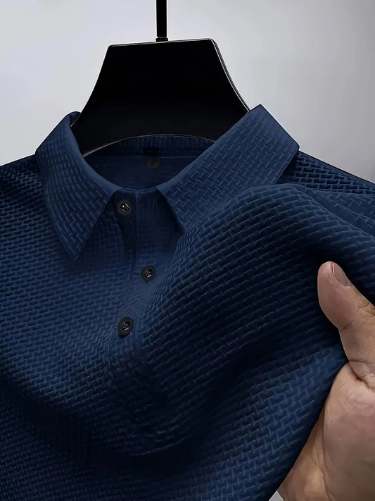 Bubble Texture Polo - Navy