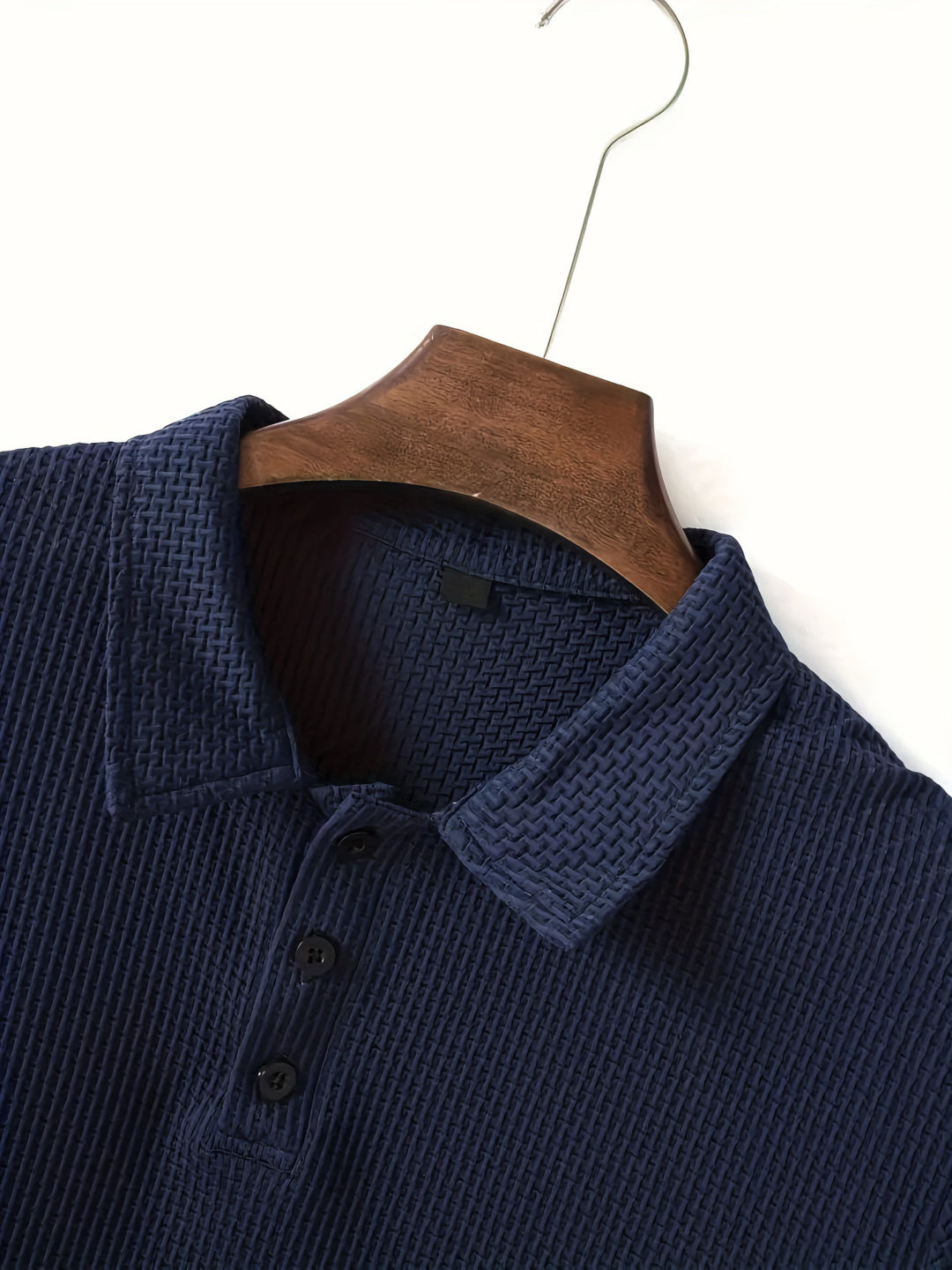 Bubble Texture Polo - Navy