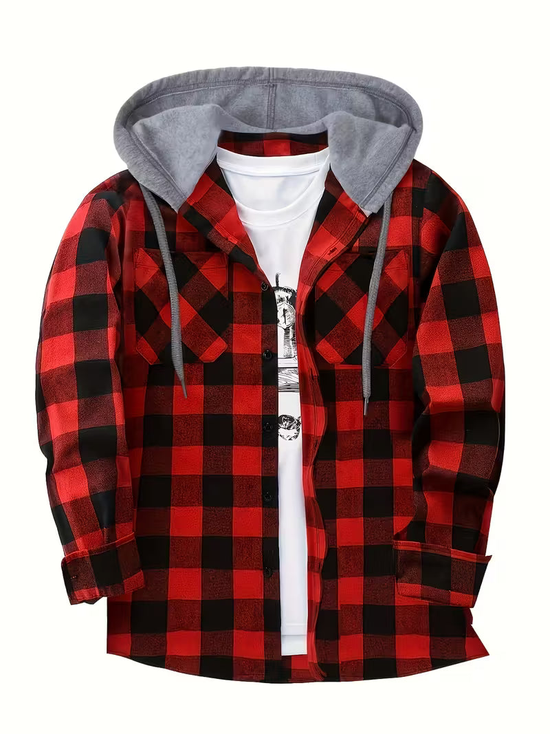 Flannel Hooded Shahcket - Red