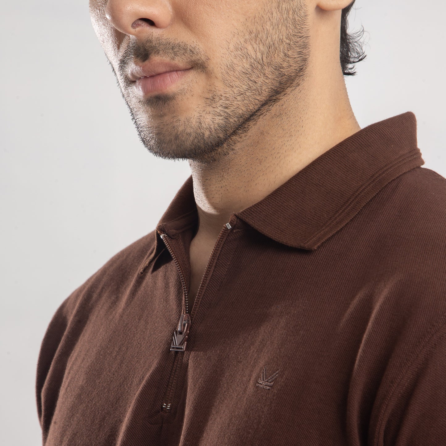 Limitless All Brown Zip Cotton Polo