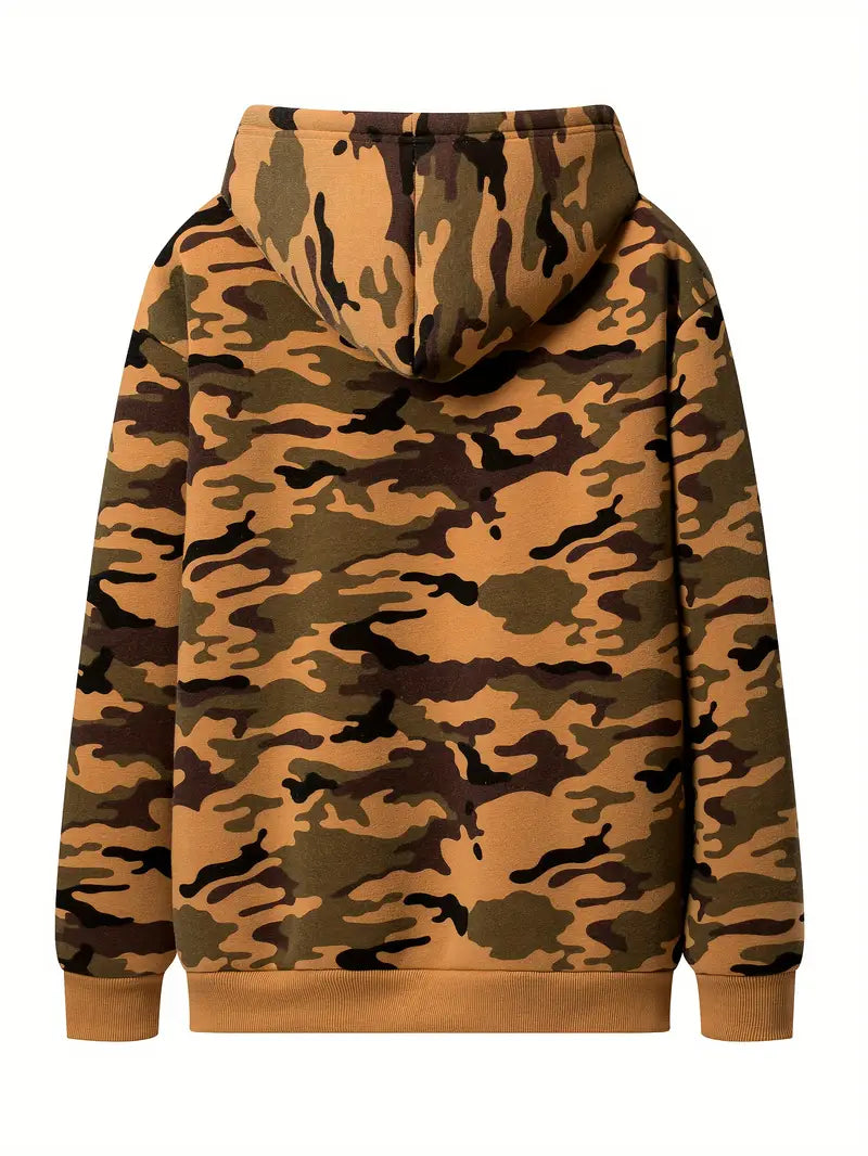Camo Furr Hoodie - Peach-Brown
