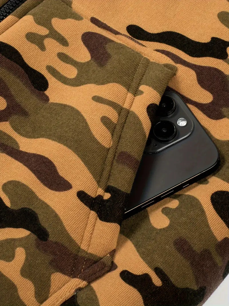 Camo Furr Hoodie - Peach-Brown