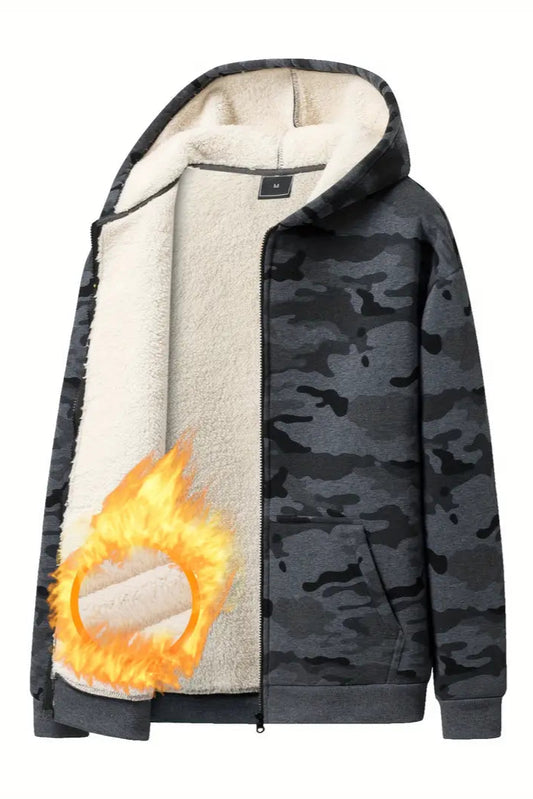Camo Furr Hoodie - Charcoal