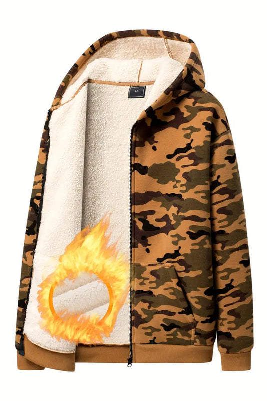 Camo Furr Hoodie - Peach-Brown