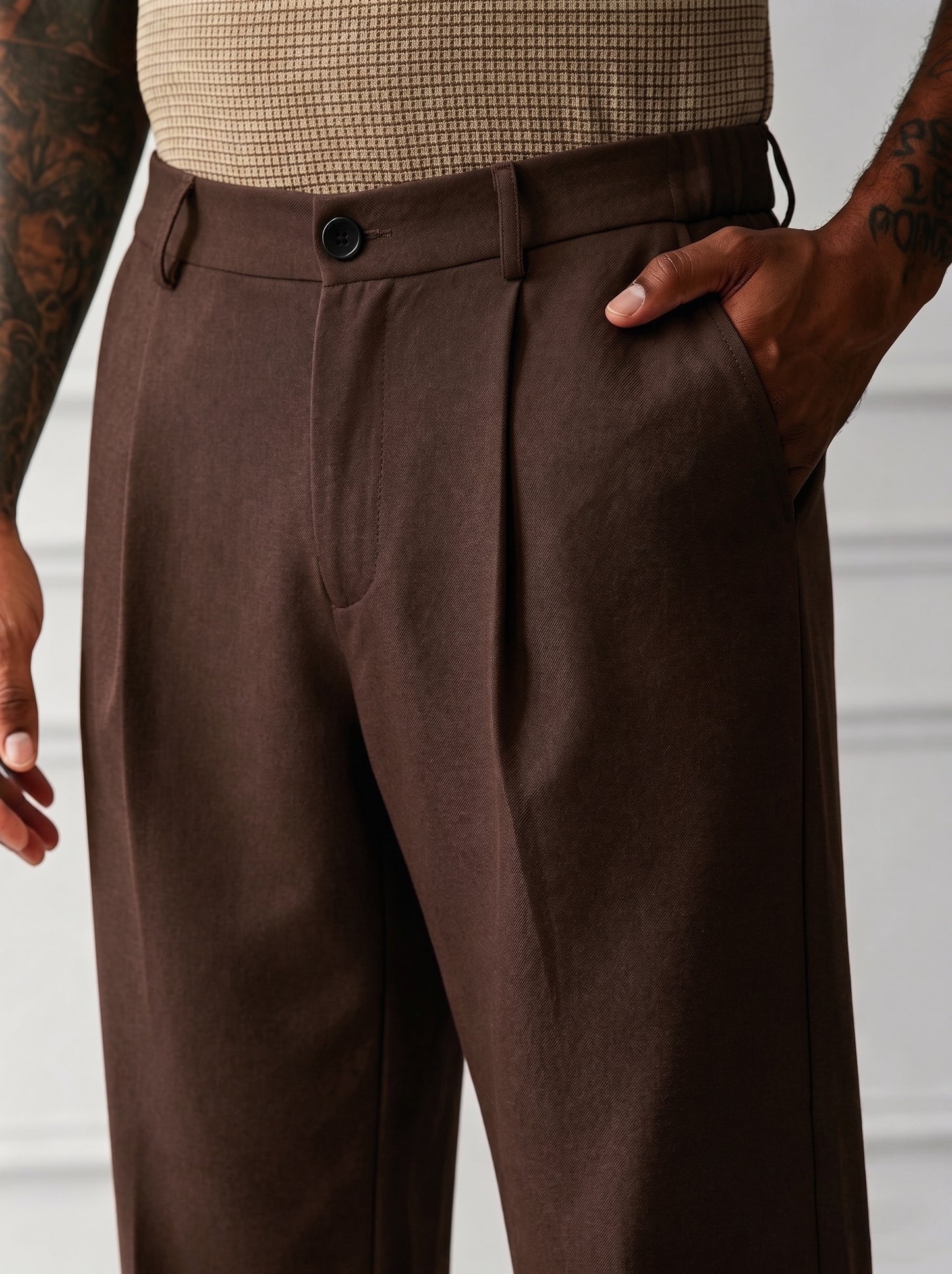 Korean Pants WideLeg SpandexDry - Chocolate