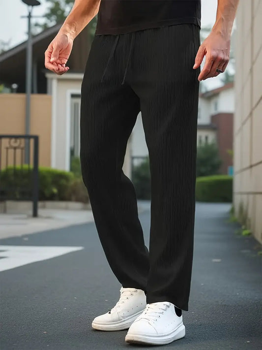Texture Line NoSpandex  StraightFit Trouser  - Black
