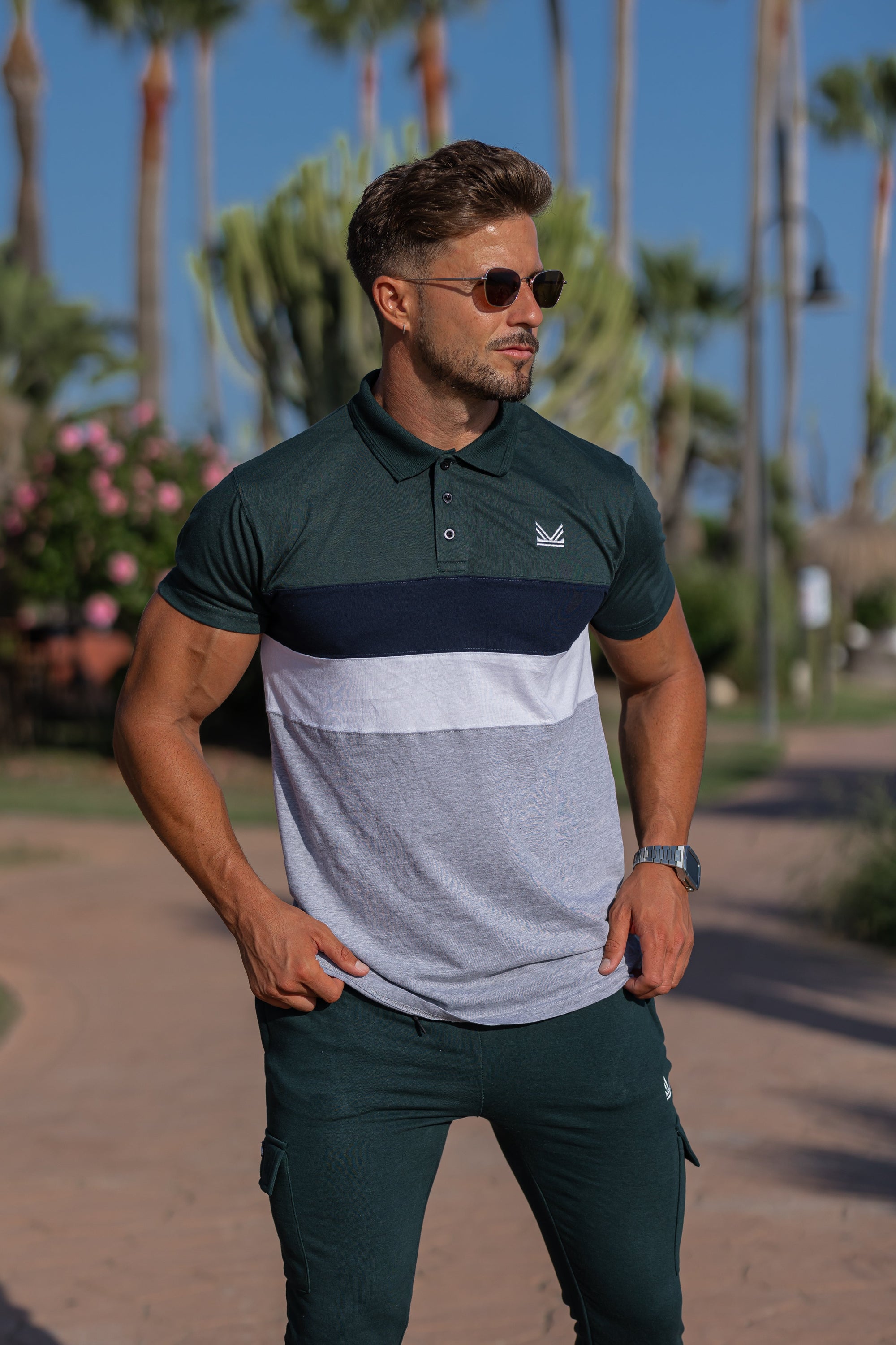 Colorblock Polo Twinset - Teal