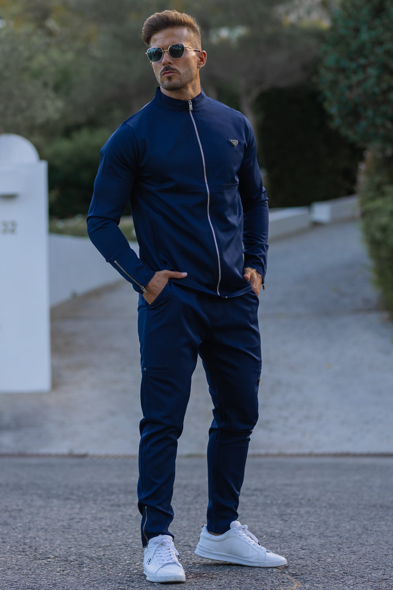 Imported Spandex Twill Tracksuit - Navy (woven)